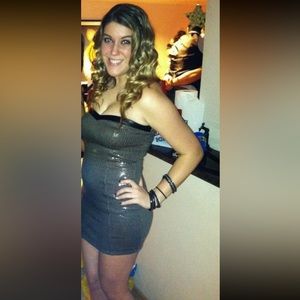 Bronze Sequin Strapless Dress